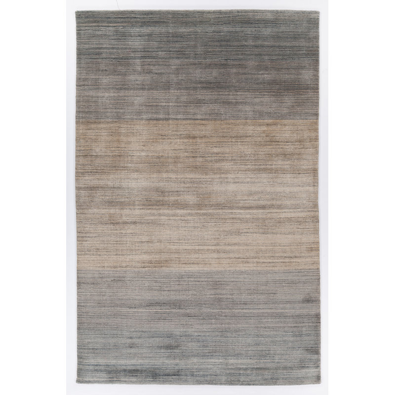 Tapis moderne beige et gris à motif abstrait tissé à la main Yaritza, Rectangle 7 pi 9 po x 10 pi 6 po