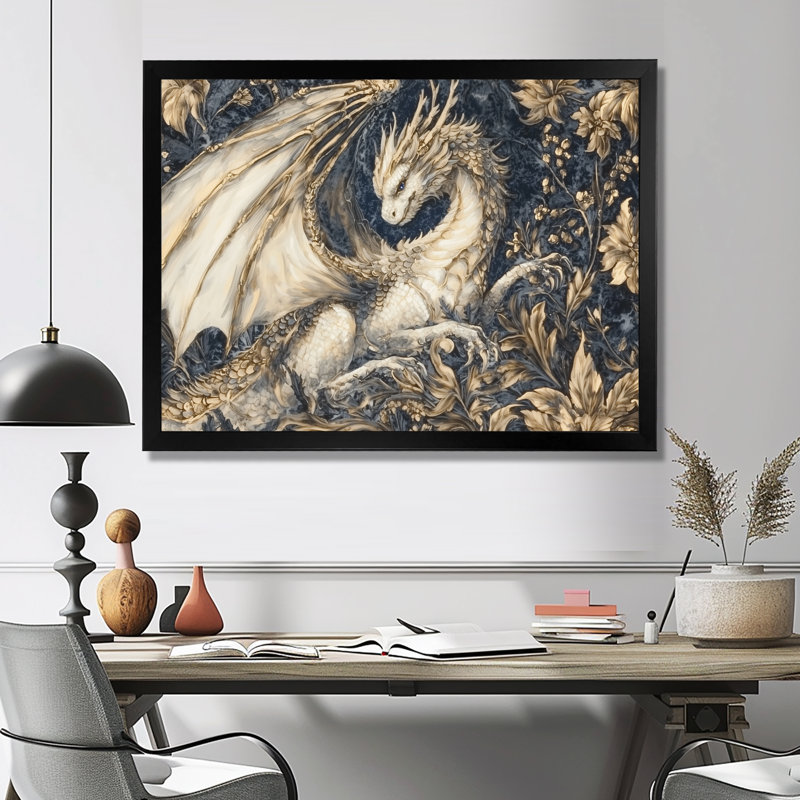 «Majestic Dragon Lair - Dragons», art mural, Reproduction encadrée d'une seule photo sans pass, Noir, H 12 po x l 20 po