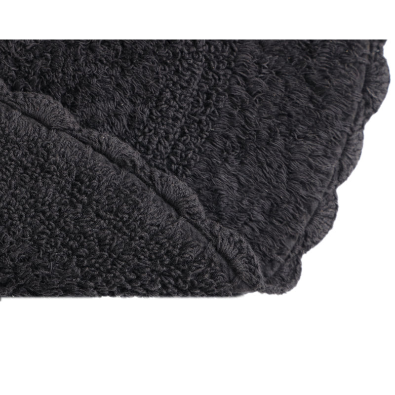 Tapis de bain demi-cercle en dentelle crochetée, Noir
