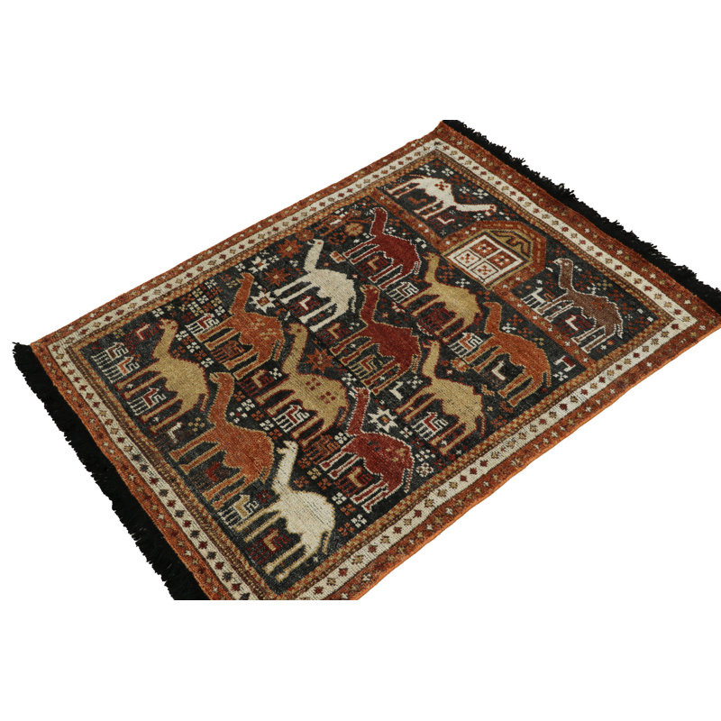 Burano Hand Knotted Wool Animal Print Area Rug, Runner 3' x 14'