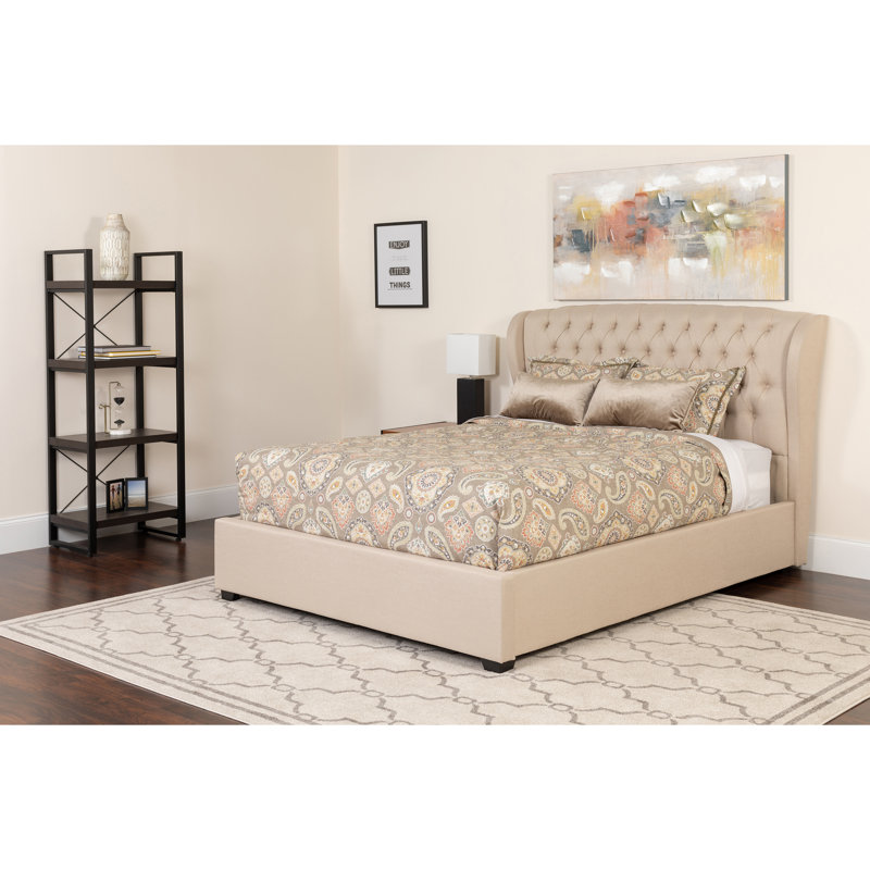 Lit plateforme Amann, Beige, Simple