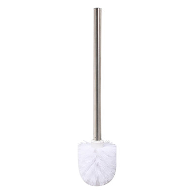 Brosse de toilette domestique en plastique en acier inoxydable, tête circulaire à haute densité 360 °, blanc