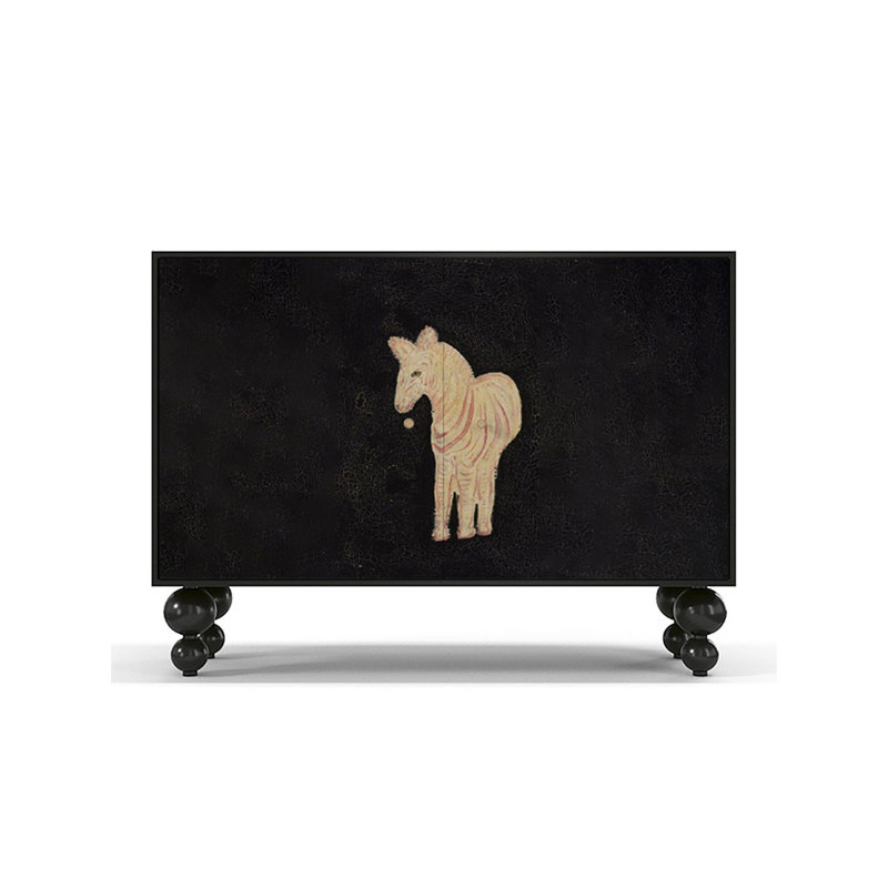 Armoire d'appoint en bois massif durable et solide, Noir