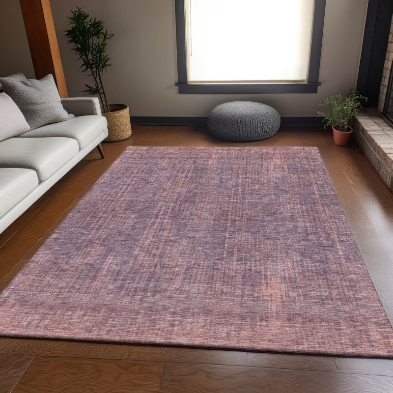 Tapis mauve Prisco lavable à la machine de qualité supérieure, Rectangle 10 pi x 14 pi