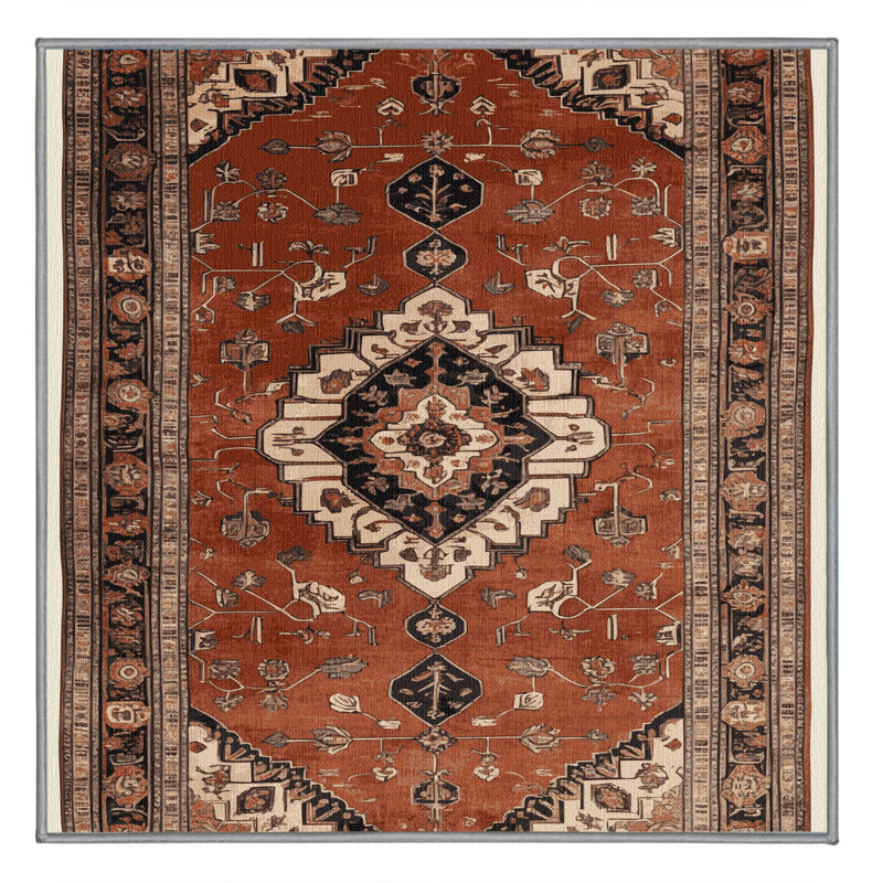 Tapis brun lavable à la machine, Carré 5 pi