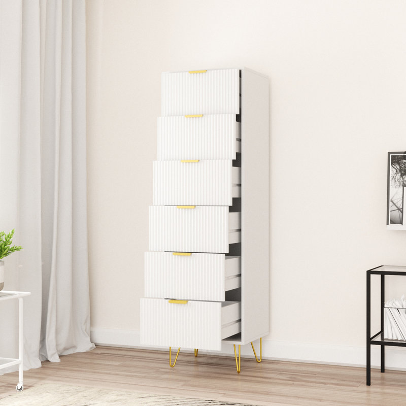 Commode 6 tiroirs Scannell, Blanc