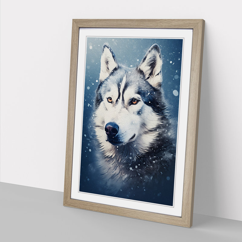 Husky Digital No.2 - Framed Print, Oak Framed, 46cm H x 34cm W x 2cm D