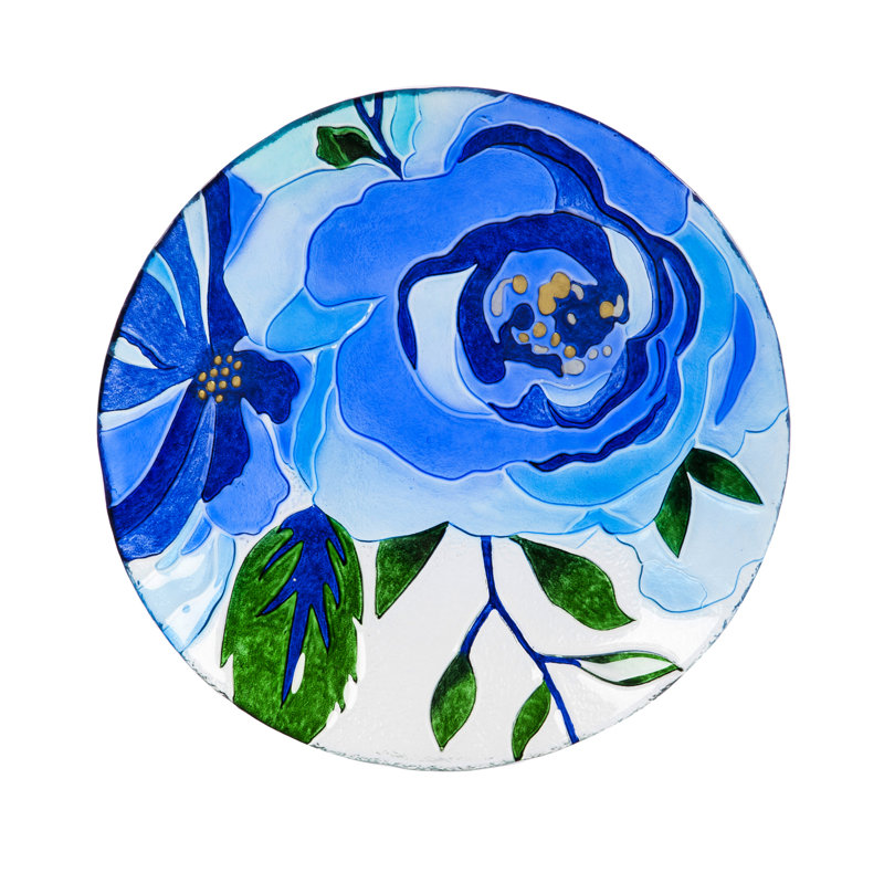 Bain d’oiseaux en verre floral