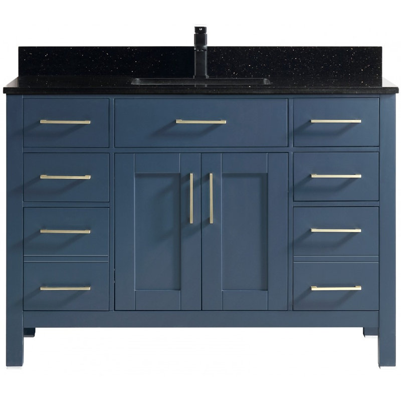 Meuble-lavabo en bois massif 48 po - armoire seulement, Bleu antique