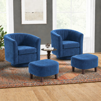  Fauteuil demi-tonneau pivotant avec repose-pieds 27,4 po Torince (ensemble de 2)