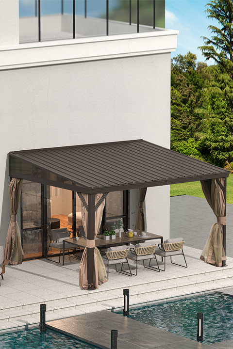 12x10Ft Aluminum Sloping Roof Pergola