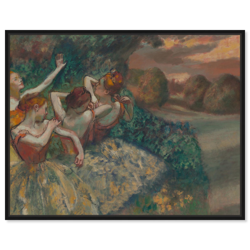«Four Dancers Canvas Classic Landscape» par Art Remedy, H 21 po x l 17 po, Cadre flottant noir