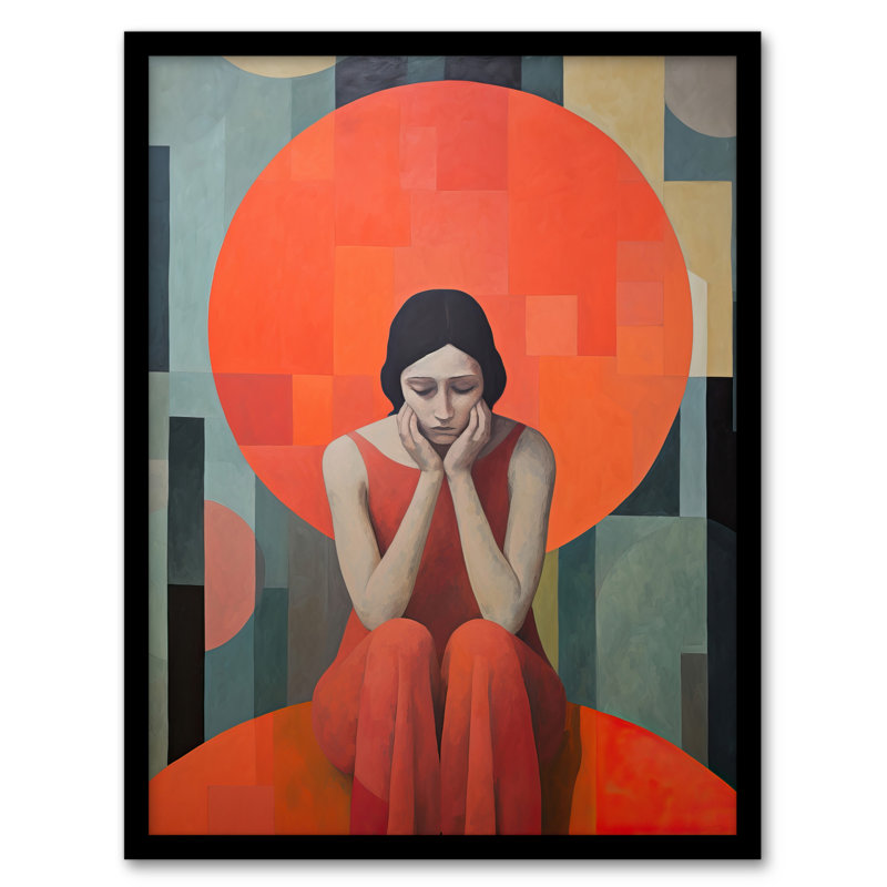 Women's Troubles Orange Moon Portrait - Single Picture Frame Print