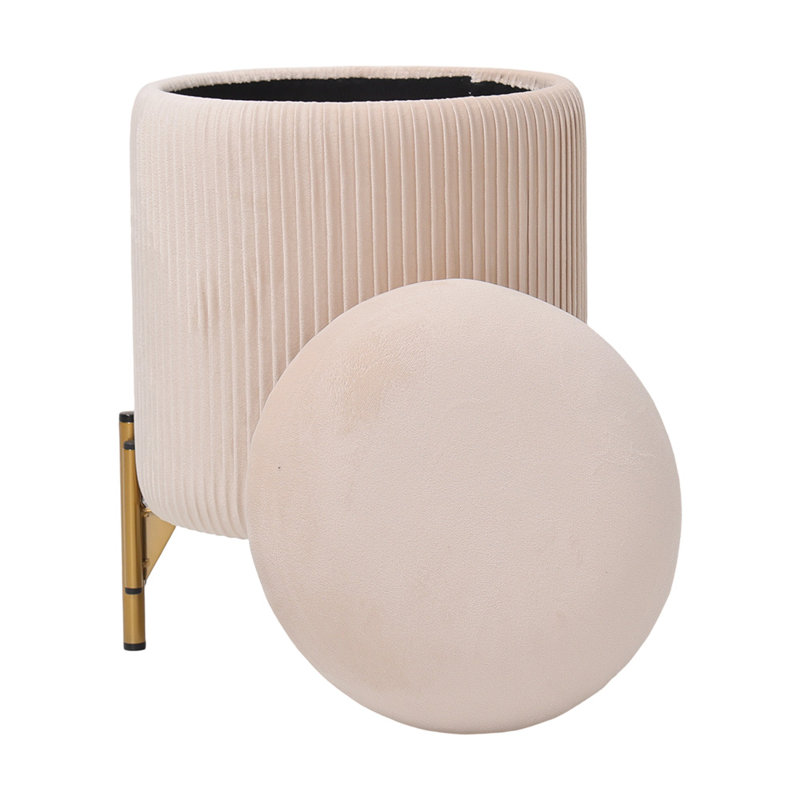 Solid Wood Accent Stool, Beige