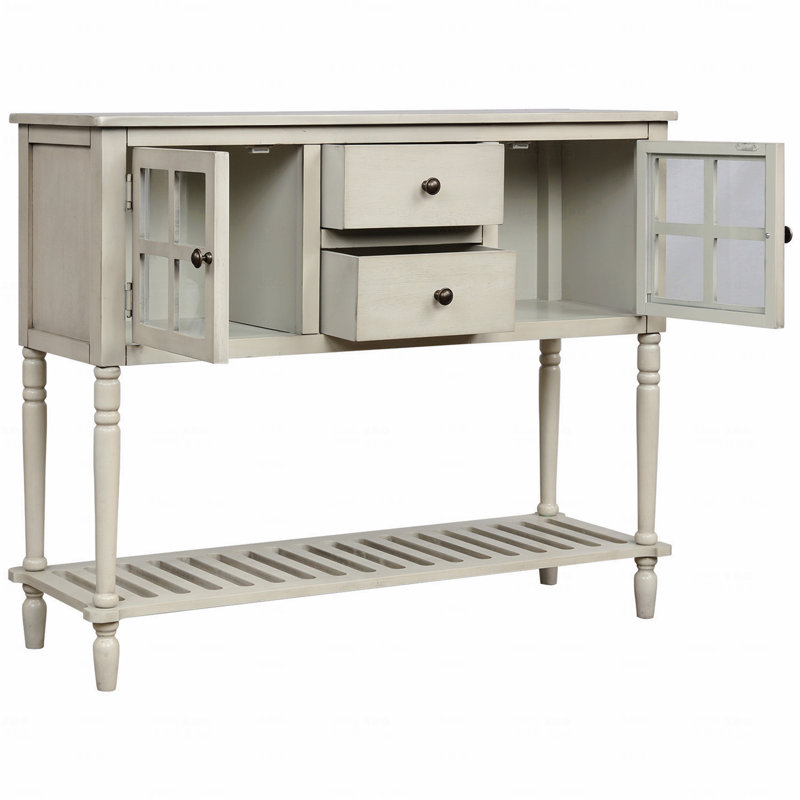 Console en bois / verre Farmhouse, Beige