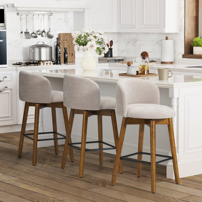 26" Chenille Upholstered Swivel Counter Stool