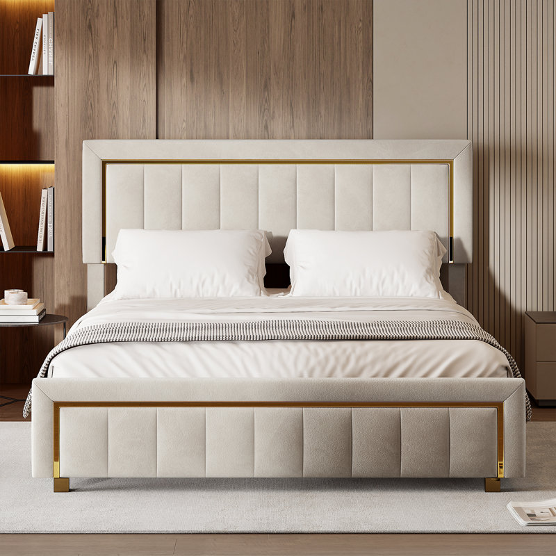Upholstered Ottoman Storage Bed, European Double (140 x 200 cm), Beige