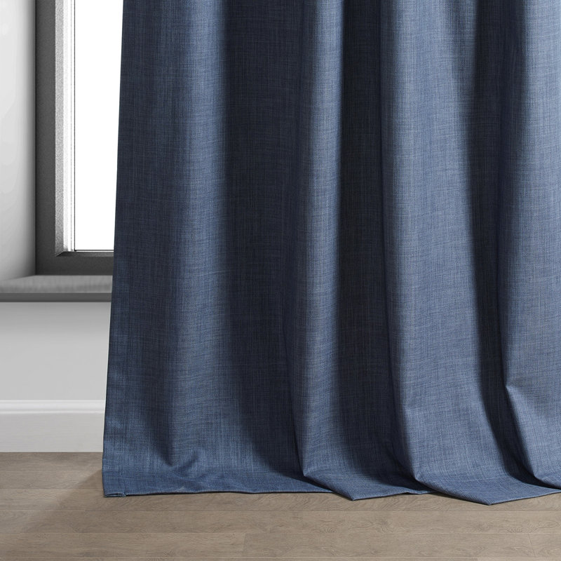 Performance Linen Hotel Blackout Indoor Single Cur Blackout Curtain Single Panel, 50" W x 96" L, Dark Blue