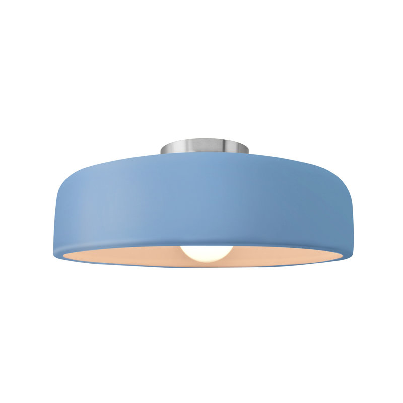 Plafonnier semi-encastré Radiance, Bleu ciel, Nickel brossé, H 6 po x l 13 po x P 13 po