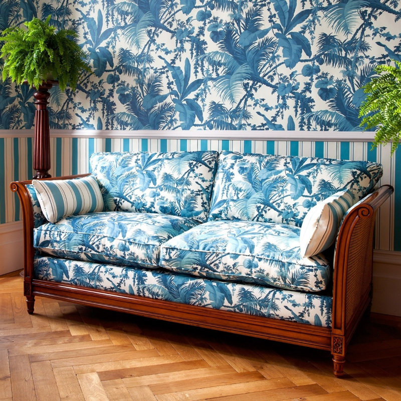 Pampas 9.84' L x 70.87" W Wallpaper Roll, Off White/Cerulean
