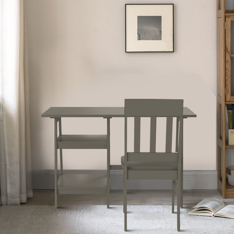 Jamonte Multifunctional Simple 2 Shelf Writing Desk with Chair, Grey