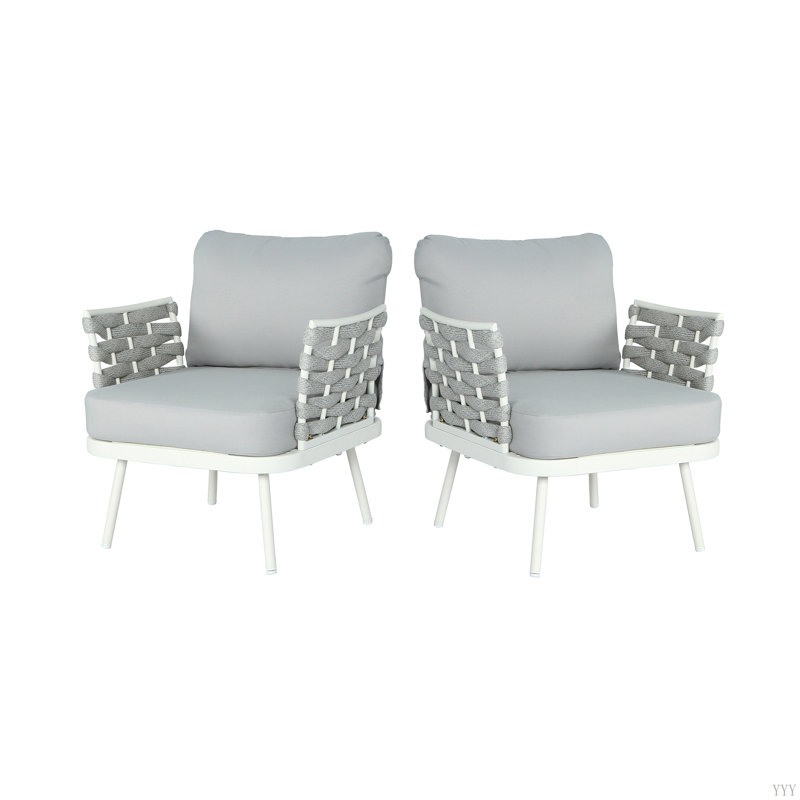 Ensemble de 2 fauteuils club Mariano, Blanc cassé/gris, Blanc