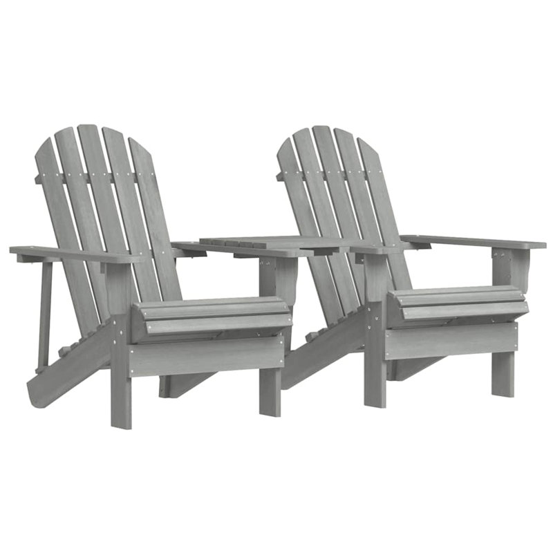 Pittsburg Solid Wood Adirondack Chair with Table, Gray