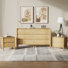 3 Piece Bedroom Set,6-drawer Dresser And 2 Nightstands,beige