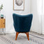 Fauteuil d'appoint contemporain capitonné en velours soyeux avec repose-pieds, bleu