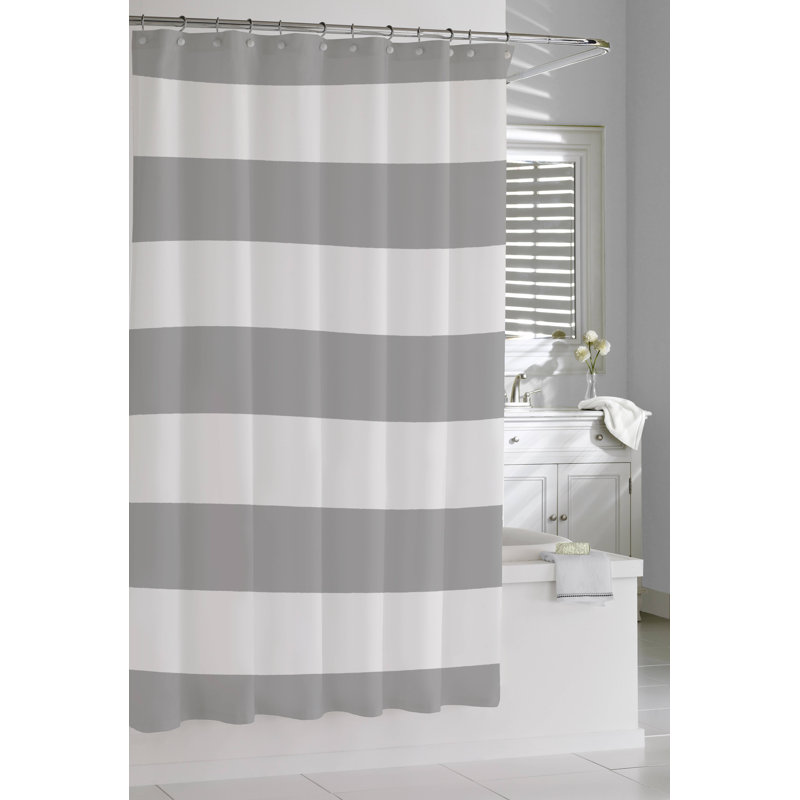 Crochets de rideau de douche en coton Leonide, Gris / Blanc