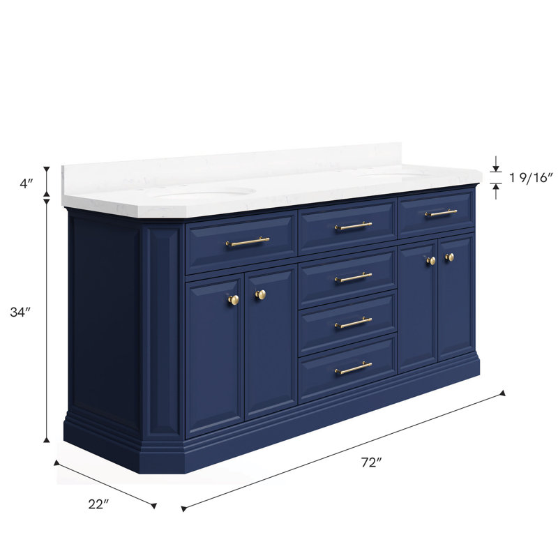 Palace 72'' W Double Vanity, Monarch Blue, Satin Brass