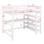 Lit mezzanine avec tablettes de rangement intégrées et bureau sous le lit-912564604