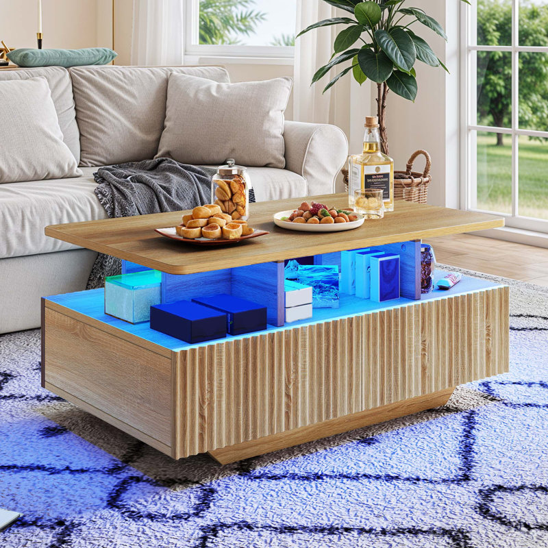 Table basse à 4 tiroirs Modern Farmhouse, Bois naturel