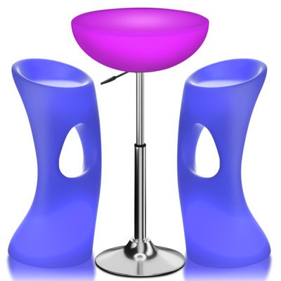 Ensemble de tabourets de bar et de table 3 lumières DEL