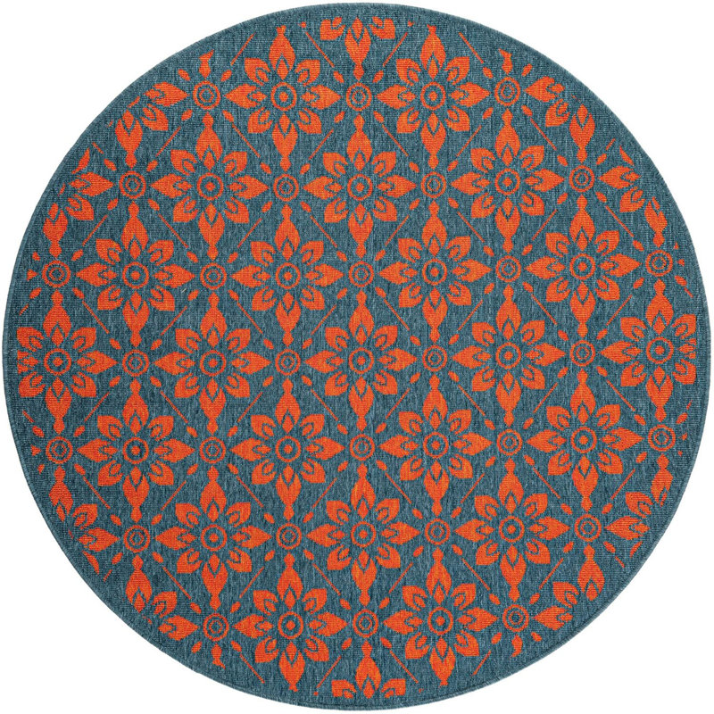 Tapis d'extérieur noir et bleu Aucun, Rond 5 pi 1 po