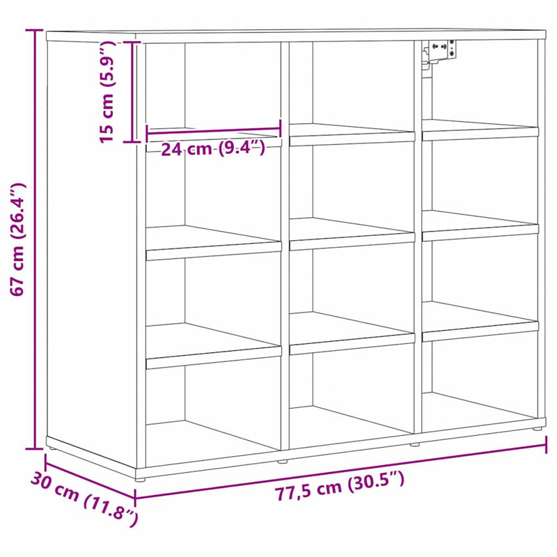 Shoe Cabinet, Artisan Oak