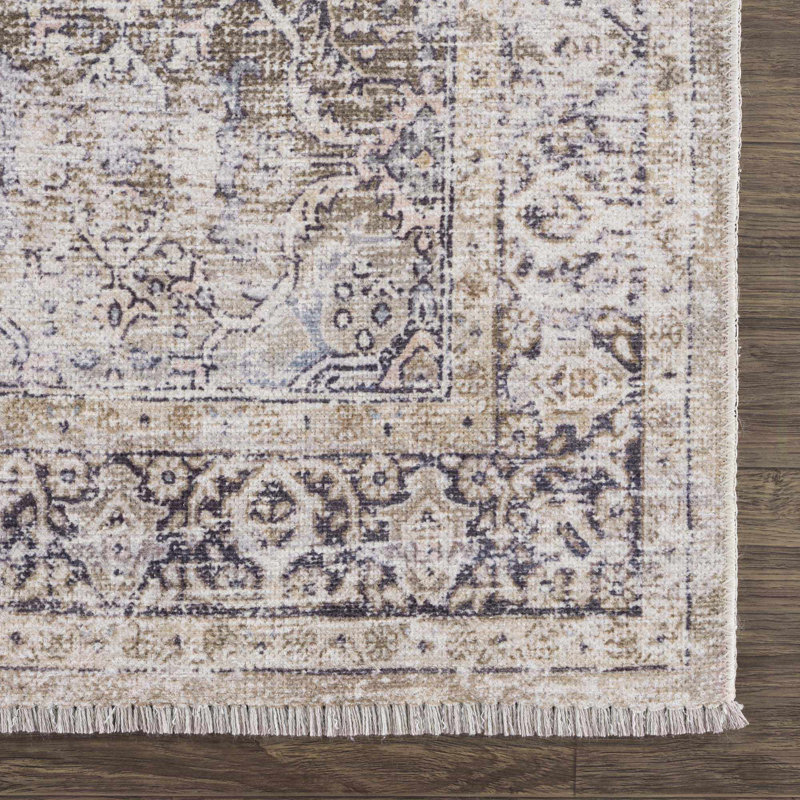 Jaelyne Boho Machine Washable Green Oriental Area Rug, Rectangle 9'8" x 14'