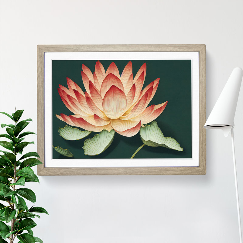 Showstopping Lotus Flower - Framed Print, 46cm H x 64cm W x 2cm D, Oak