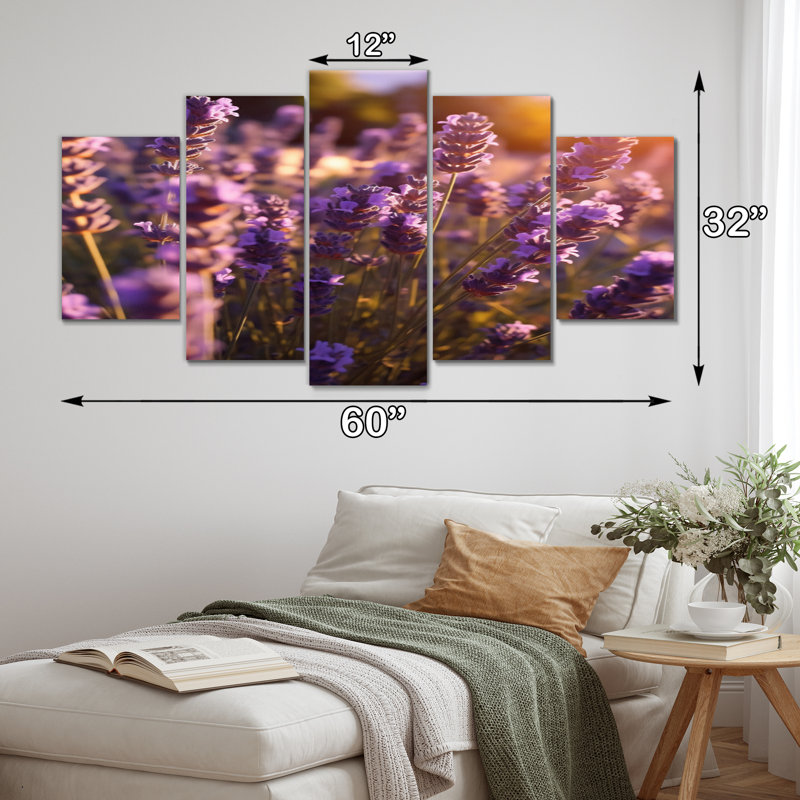 «Calming Lavender Landscape I» sur toile, reproduction de 5 pièces