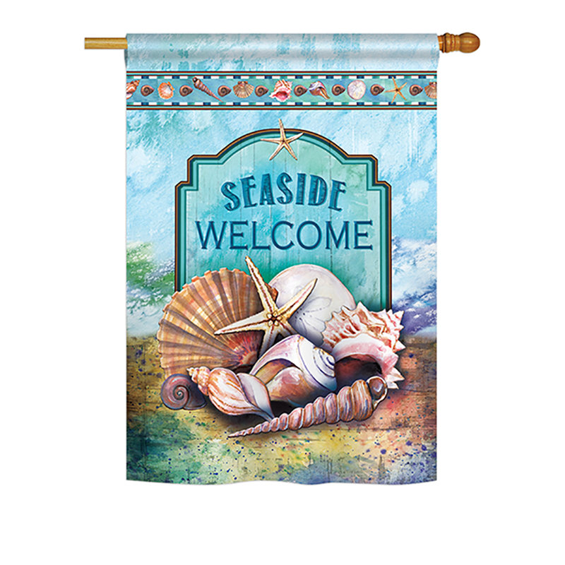 Drapeau de maison en polyester Ragland Seaside Shells, H 18,5 po x l 13 po