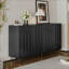 Armoires, buffet moderne à 4 portes en bois, rangement réglable, laqué noir mat, pour la cuisine, l'entrée, la cuisine, l'entrée | Panneau de fibres à densité moyenne | Salon