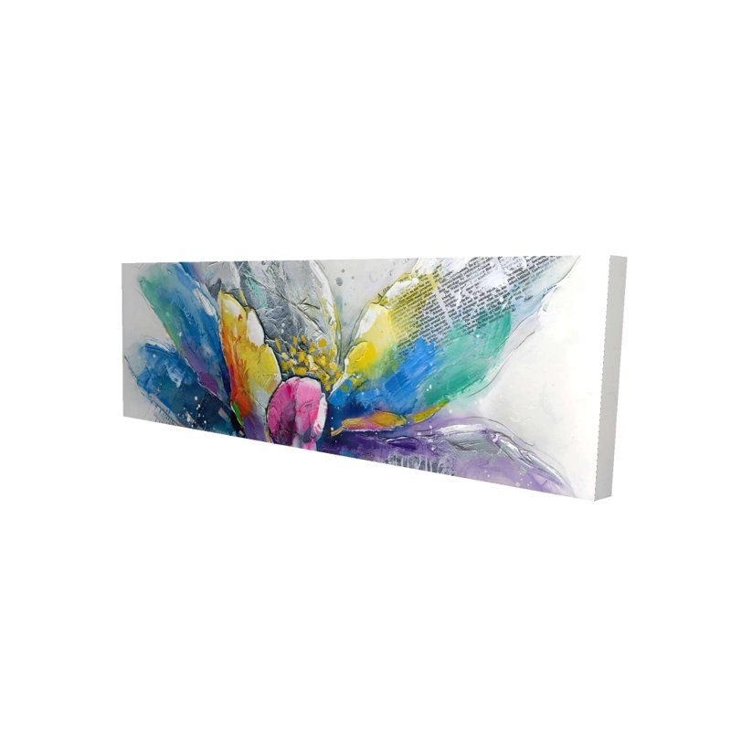 Fleur abstraite avec journal - Toile bleue