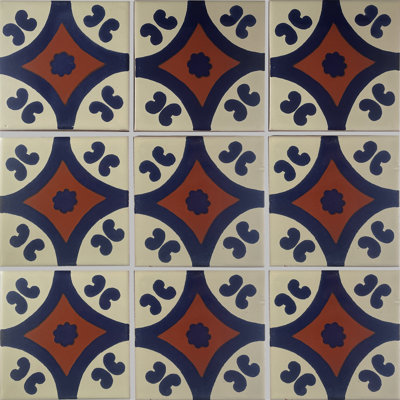 4.2" x 4.2" 9pcs TalaMex Blue Diamond Talavera Mexican Tile