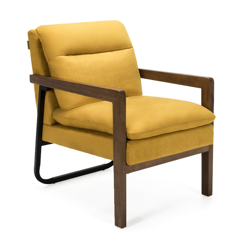 Dentrell Faux Leather Armchair, Yellow Faux Leather