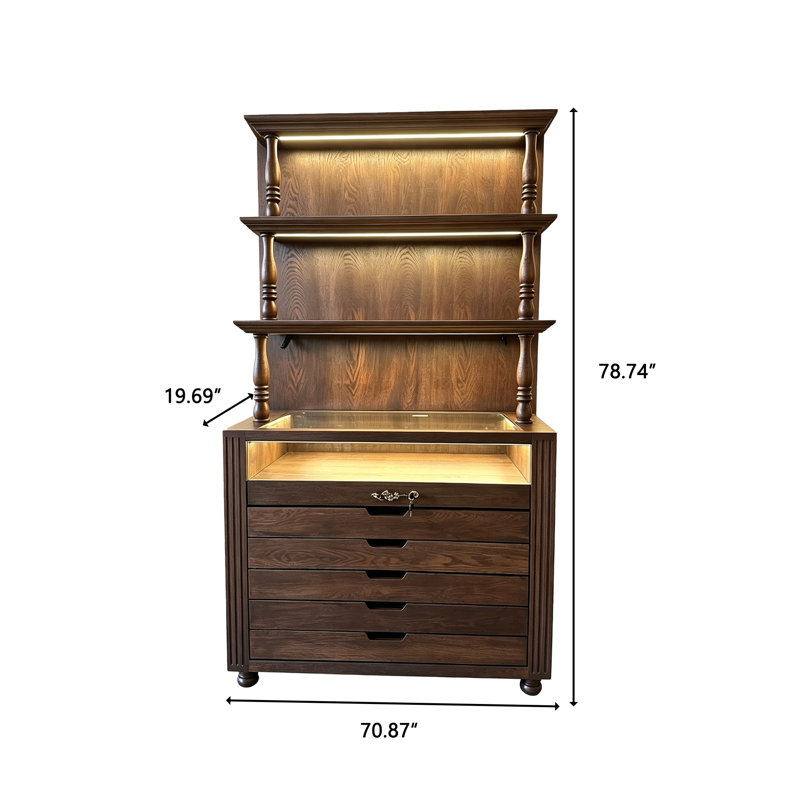 Vitrine à bijoux française vintage de 180 cm (70,87 po), îlot de dressing