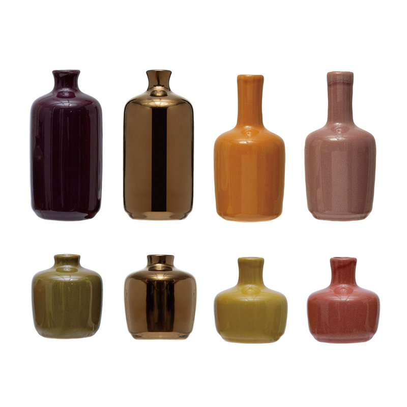 Divers vases décoratifs en grès avec glacis réactif