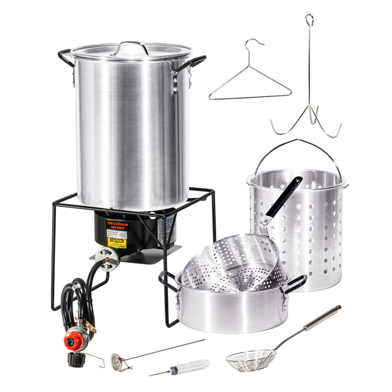 Barton Outdoor Turkey Fryer/Boiler Kit with Dual Fryer Pots, Burner, and Accessories