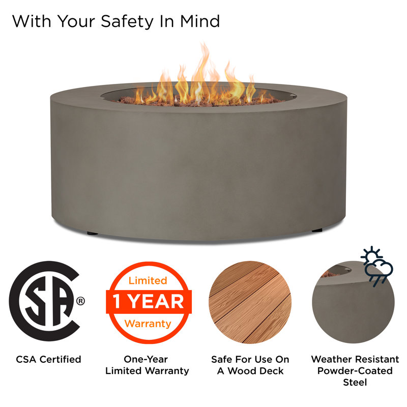 AEGEAN 36" Round Steel Propane or Natural Gas Fire Pit Table by Real Flame, Gray