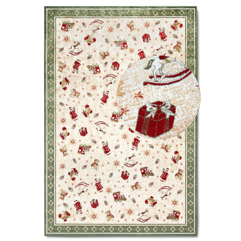 Toy's Delight Nostalgic Shine Design rug for the living room, dining room or hallway, Green, Rectangle 160 x 230cm
