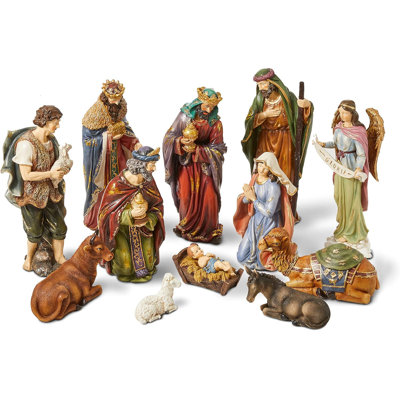 Ensemble de 12 figurines de crèche de Noël en résine pour Noël, ensemble de scène de crèche de Noël à collectionner, figurine de crèche de Noël, figurine, figurine pour table, cadeaux d'ornement 10,00 po x 26,00 po